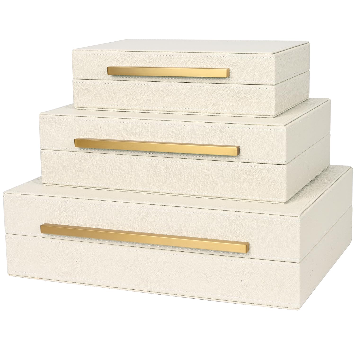 Amazon.com: ZIKOUL Beige Shagreen Decorative Box Set of 3 - Faux