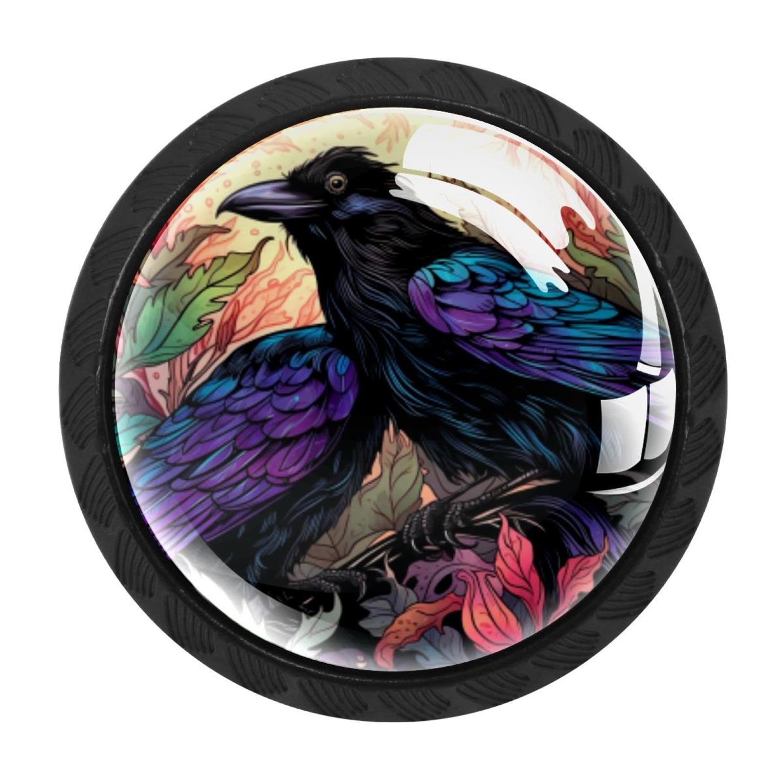 Chenzzzz Multicolored 09 4 Pack Cabinet Knobs Black Drawer Knobs Round Kitchen Cabinet Knobs Crow Cabinet Handles Hardware Dresser Knobs And Pulls For Bathroom Cabinets