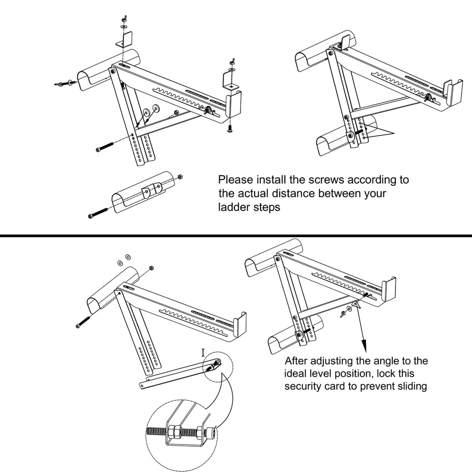Soporte de Estabilizador de Escalera para Escaleras de 20 Pulgadas de Ancho - Easy Inst & Ultra -Stable Load BEA Port Port