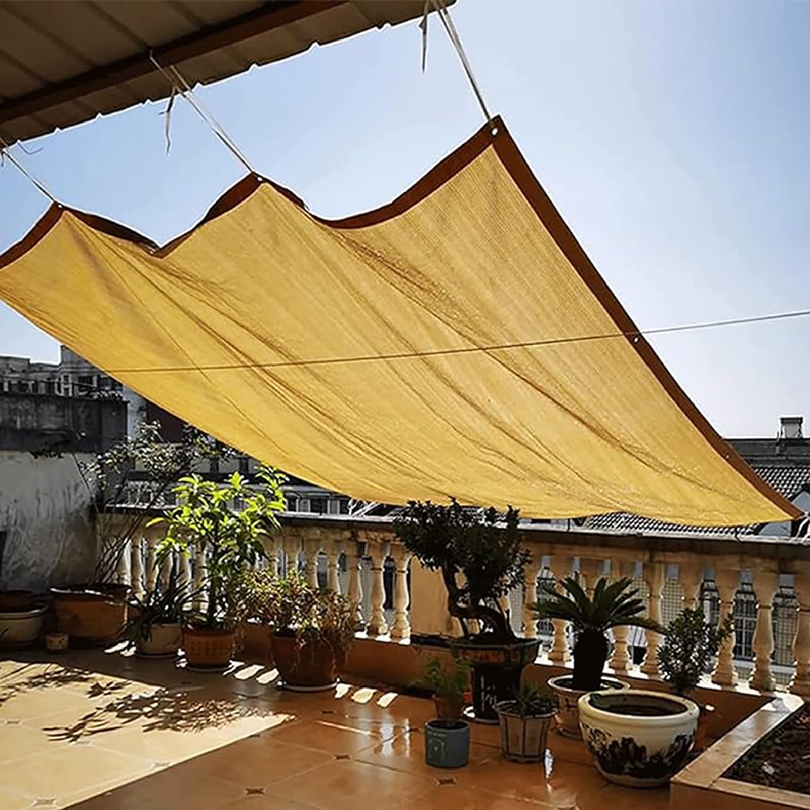 Balkonabdeckung Maschendrahtnetz Atmungsaktiver Sonnenschutz UV-beständig Zug- Und Abriebfest Langlebig Geeignet Für Schattigen Garten Schattige Blumen Und Pflanzen Pool-Schatten(20 * 23ft)
