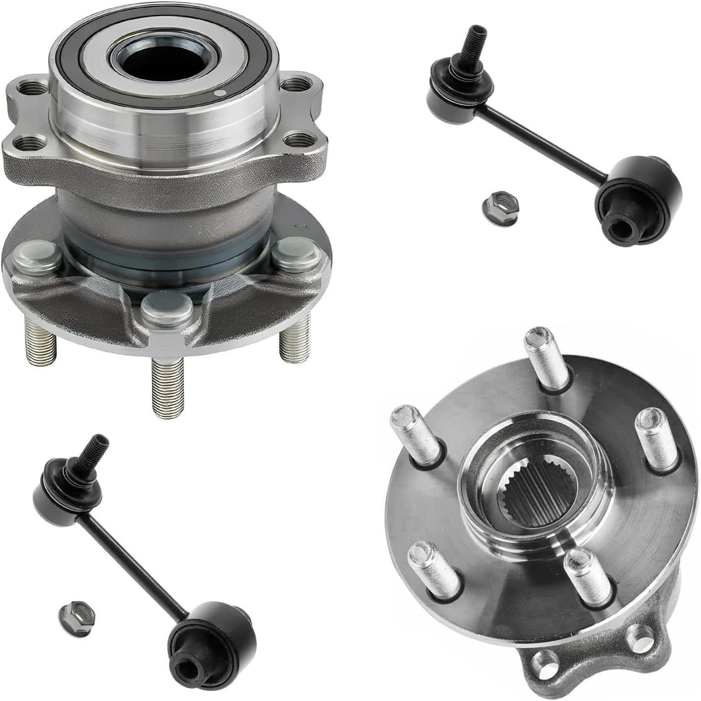 Detroit Axle - Rear 4pc Wheel Bearings Hubs Kit for 2016-2017 Subaru Crosstrek, 2014-2018 Forester, 2013-2015 XV Crosstrek, 2 Wheel Bearings & Hubs 2 Sway Bar End Links Replacement
