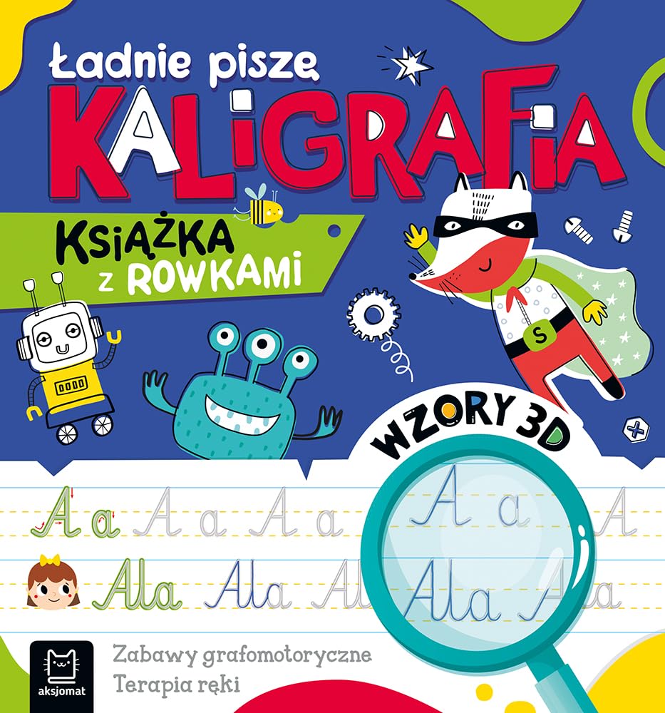 Ładnie piszę Kaligrafia Książka z rowkami Wzory 3D: Zabawy grafomotoryczne, terapia ręki