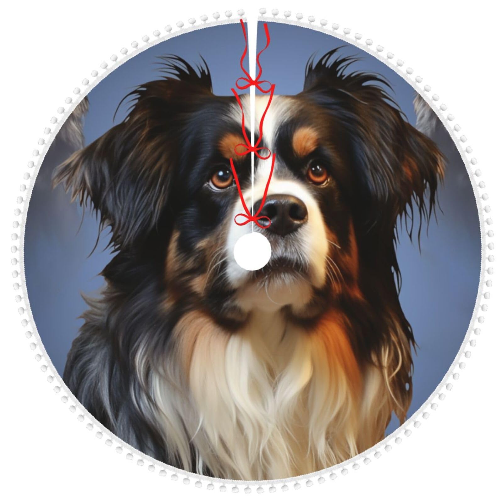 Tapis de sapin de Noël motif chien 122 cm pour salon chaleureux
