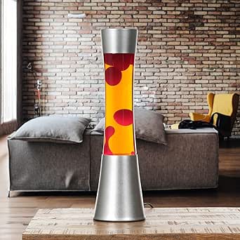 Licht-Erlebnisse Lavalampe Orange Rot, Retro Lampe, kräftig, aktiv, stimmungsvoll, 39,5 cm, G9 25 W mit Kabelschalter, inklusive Leuchtmittel, Dekolampe, Lava Lampe