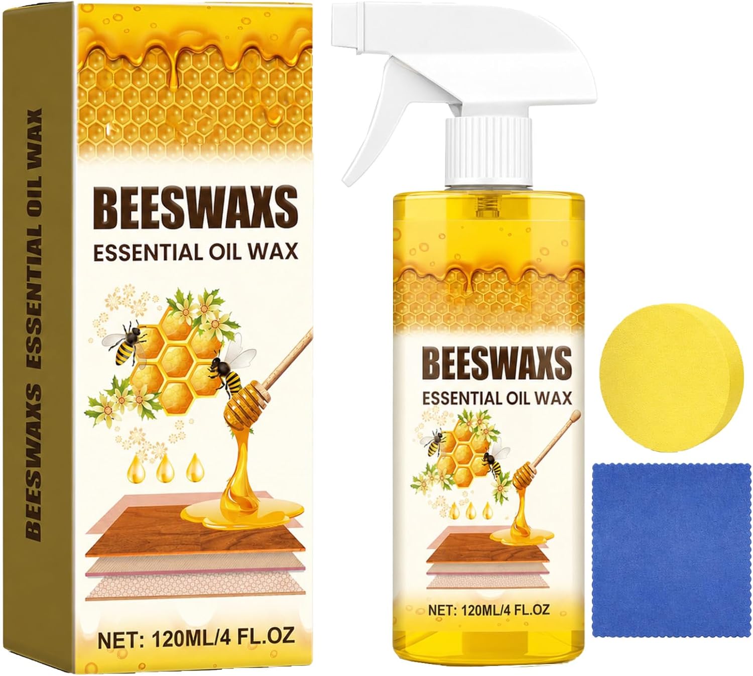 Beeswax Wood Polish,Natural Beeswax Spray,Furniture Polish,Wood Cleaner,Wood Floor Polish,Applicable To Living Room,Kitchen,Wood Furniture Floors (1)