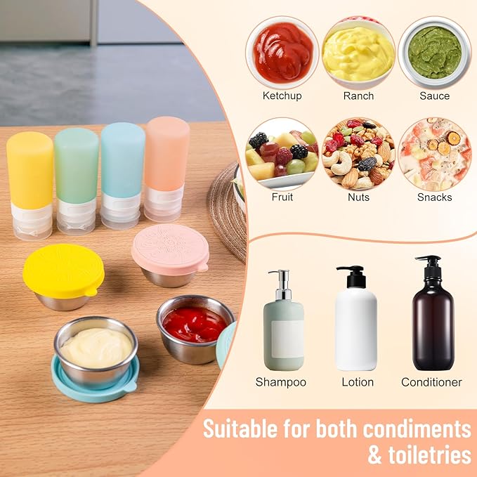 8-Pack Envases para Aderezo 2oz y 1.6oz para Ensaladas miniatura 8