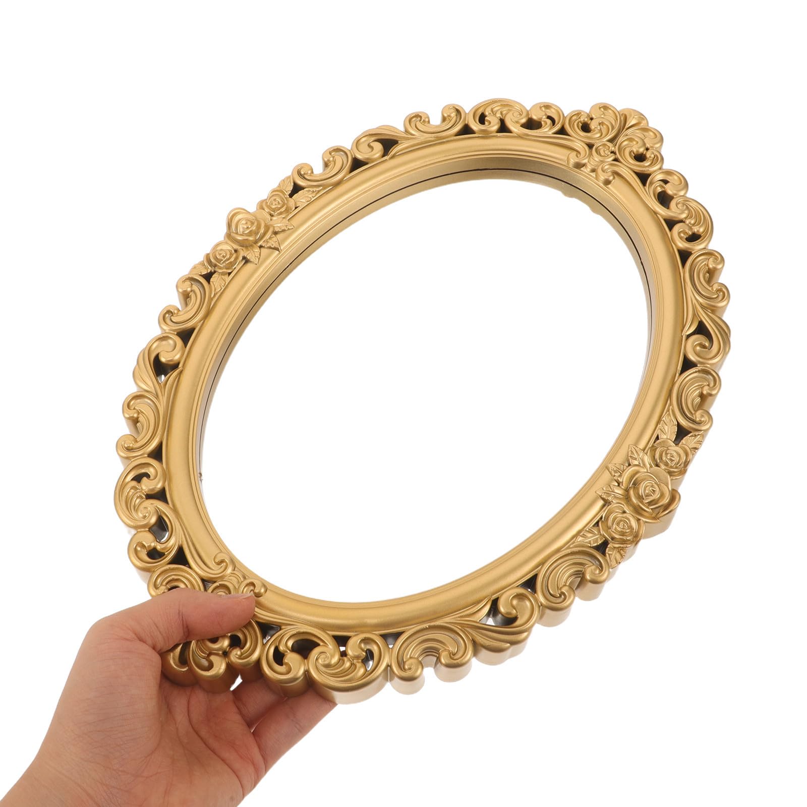 BETOOKY 3 Stück Vintage Spiegeltablett Oval aus Kunstharz mit Barockblume