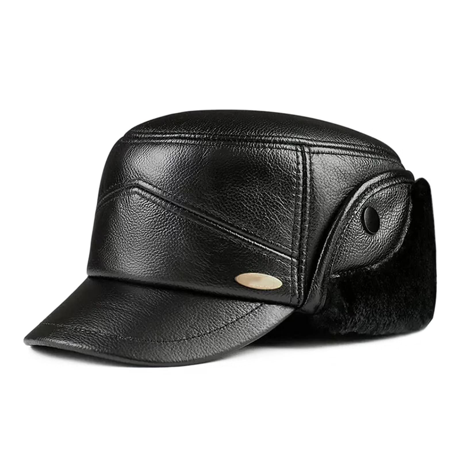 Cappello da Uomo Invernale Antivento Cappello Caldo Cappello da Donna Russo paraorecchie Cappello Invernale da Sci Berretto Finto Cappelli Berretto da Baseball in Pelle con VI,B-L