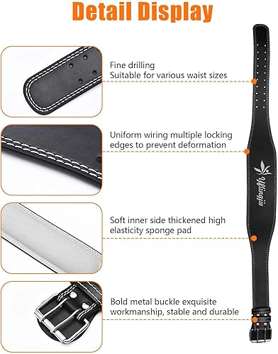 Miniatura 6 de Women's Leather Lumbar Gym Belt for Heavy Lifting - 6.8mm Thick Weight Lifting Belt with Back Brace SupportWomen & Men, Squat Belt for Squats,