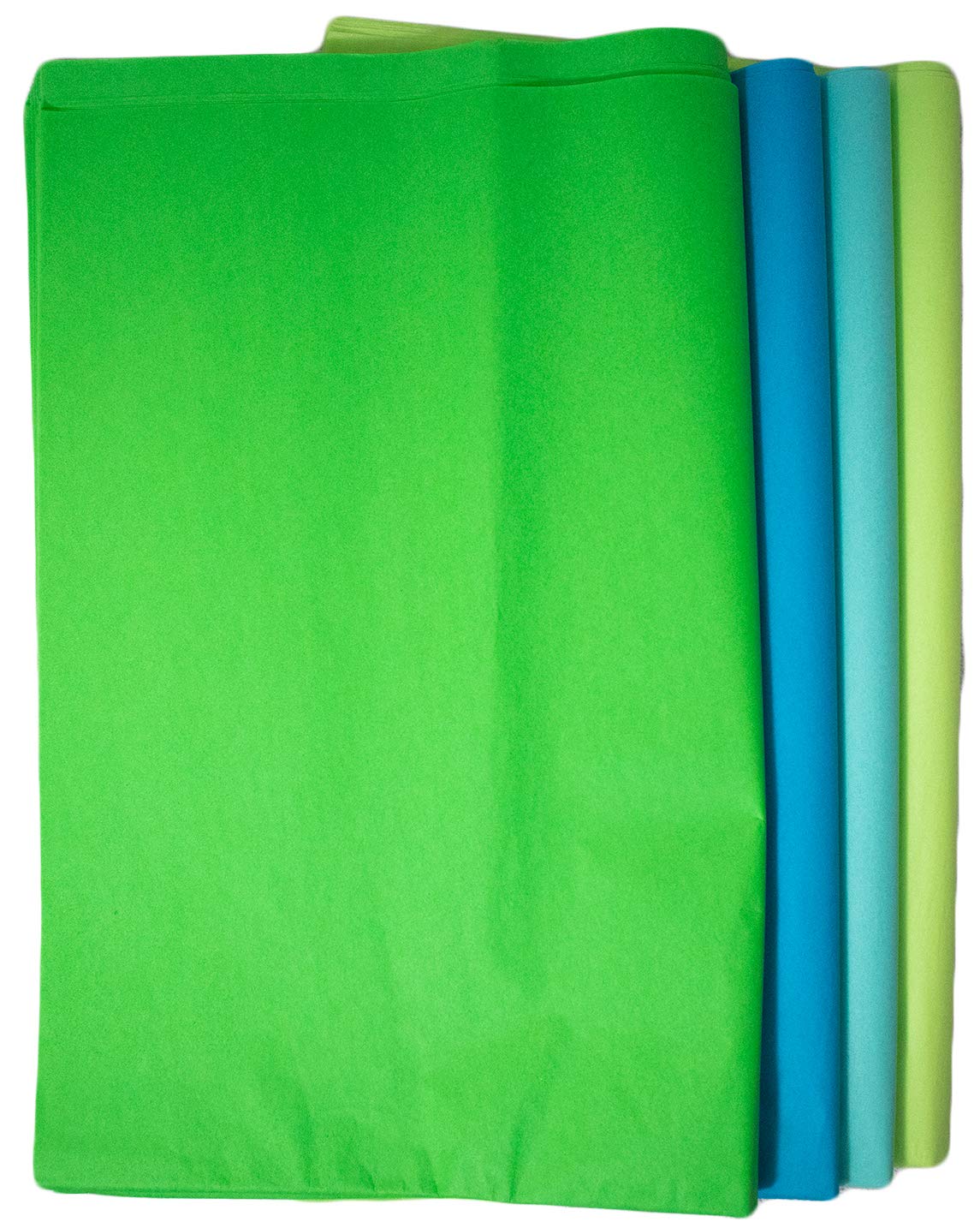 Made in USA Themed 48-Sheet Color Coded Tissue Paper Pack for Gift Packaging, Art & Crafts & DIY Projects (Turquoise Blue, Aqua Blue, Pistachio Green & Kelly Dark Green)