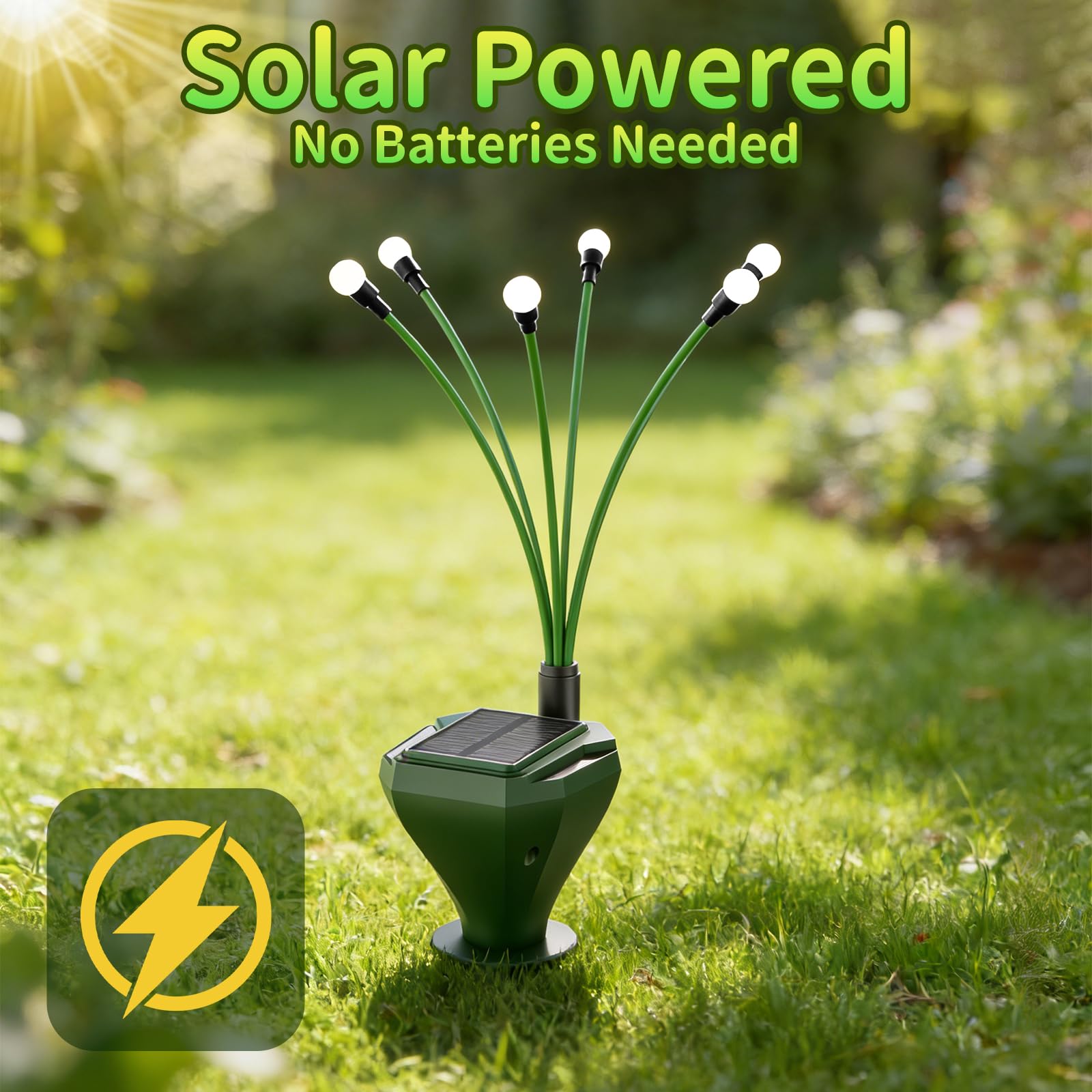 Confezione da 4 pali repellenti per talpe a energia solare per prato, deterrente Gopher con luci a LED Firefly, impermeabili, per esterni, per arvicole, marmotte, serpenti, soluzione sicura per
