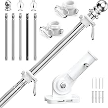 ZHULI 6 FT Flag Pole for Outside House, Flag Pole Kit with 180 Multi-Position Bracket Holder, Rustproof Stainless Steel Flagpole with Tangle Free Spinning Flag Rings, for Outdoor Porch Residential