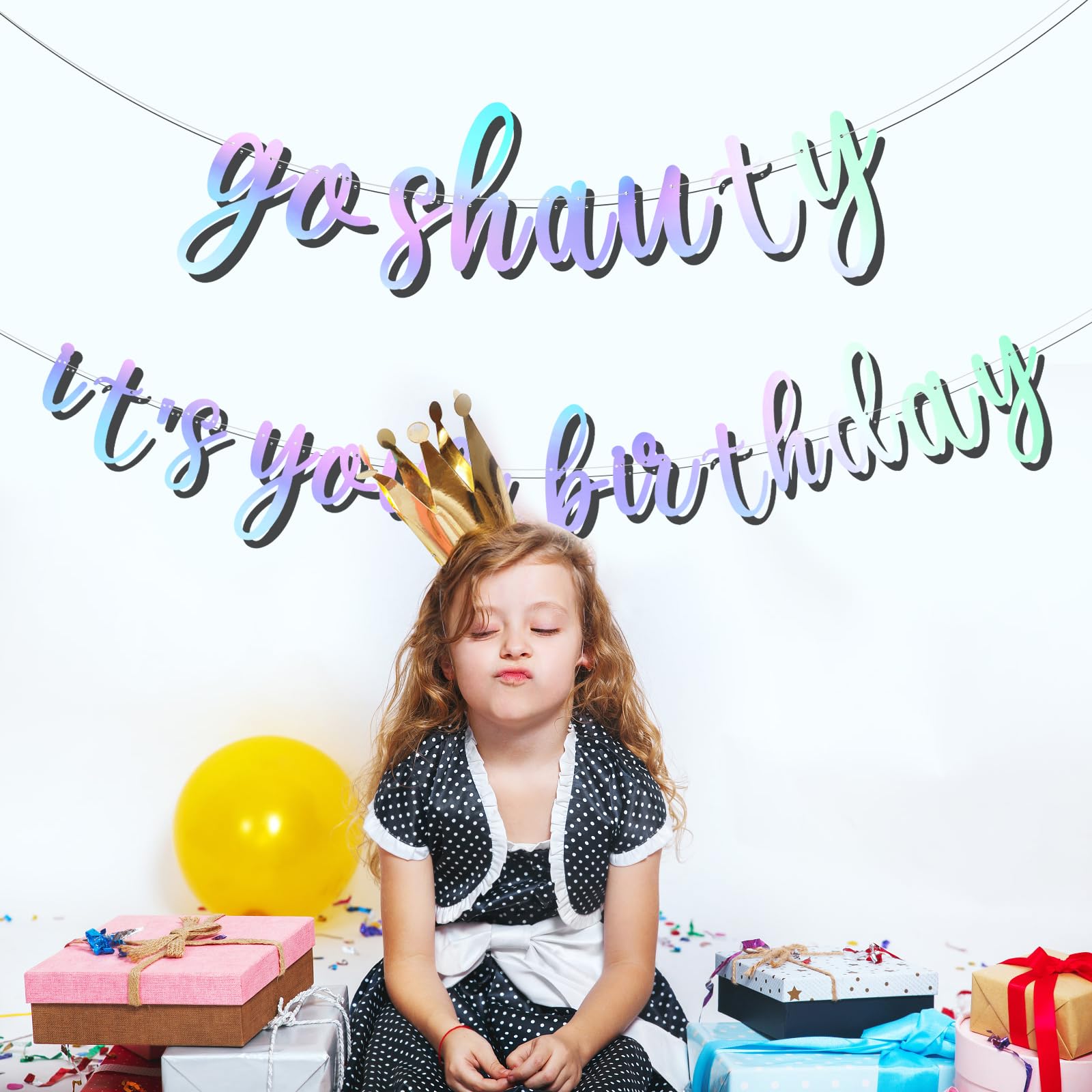 KatchOn Happy Birthday Banner 3 Meter – Holografisch, Schillernd, Vorgespannt