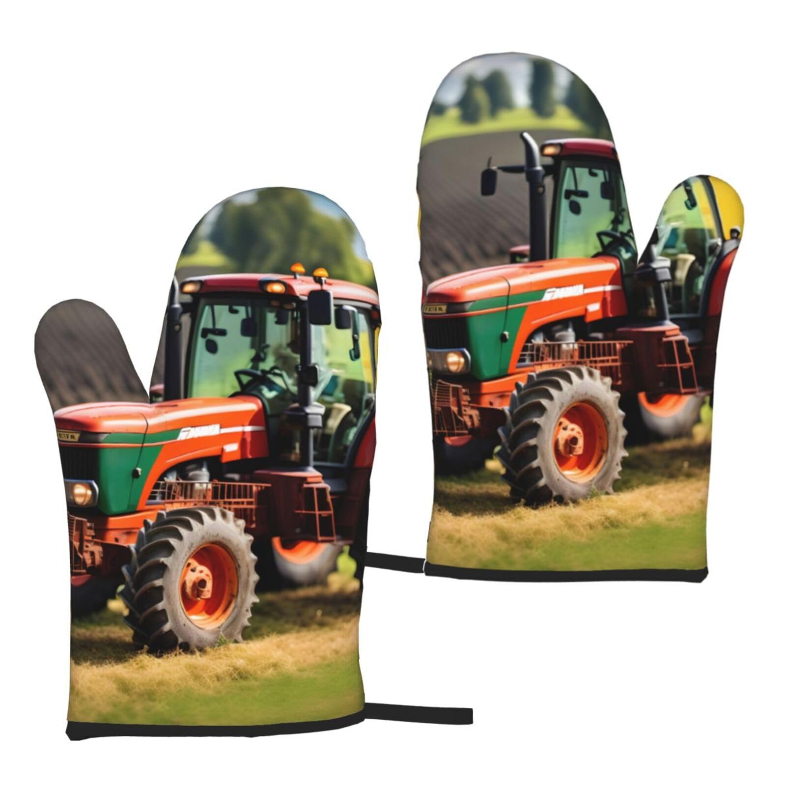 Company Farm Tractors Print Heat Resistant Universal Fit Oven Microwave Gloves Home Cooking Baking Grilling