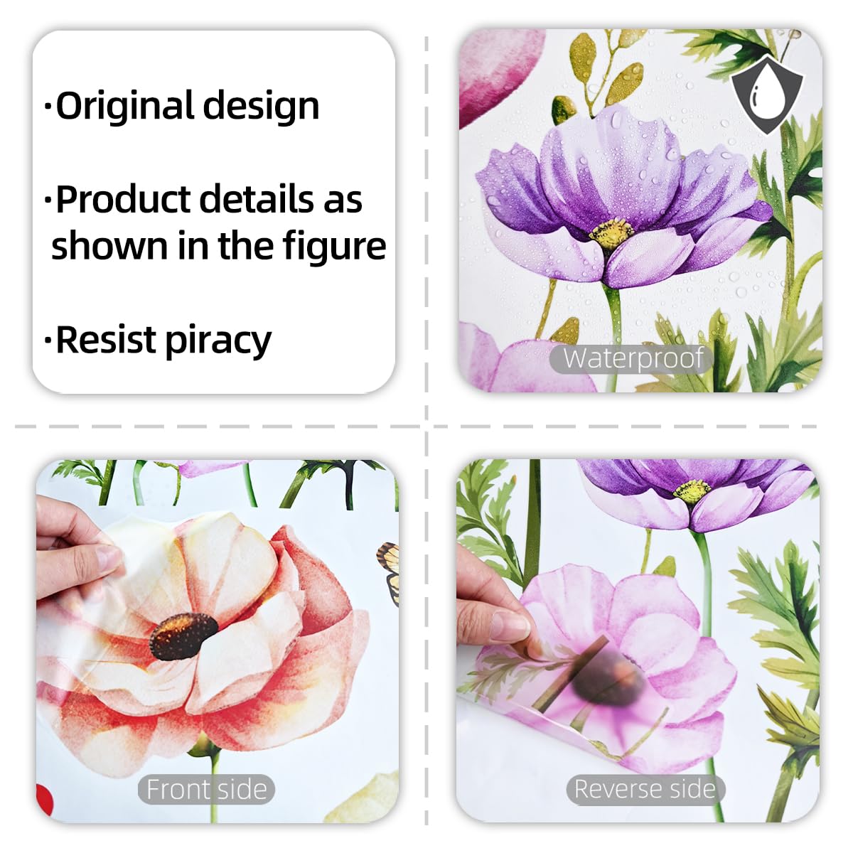 OUFEI Wall Stickers Floral Wallpaper Peel and Stick Colorful Flowers Butterflies Wall Decals for Kids Nursery Girls Bedroom Living Room Decoration - Image 4