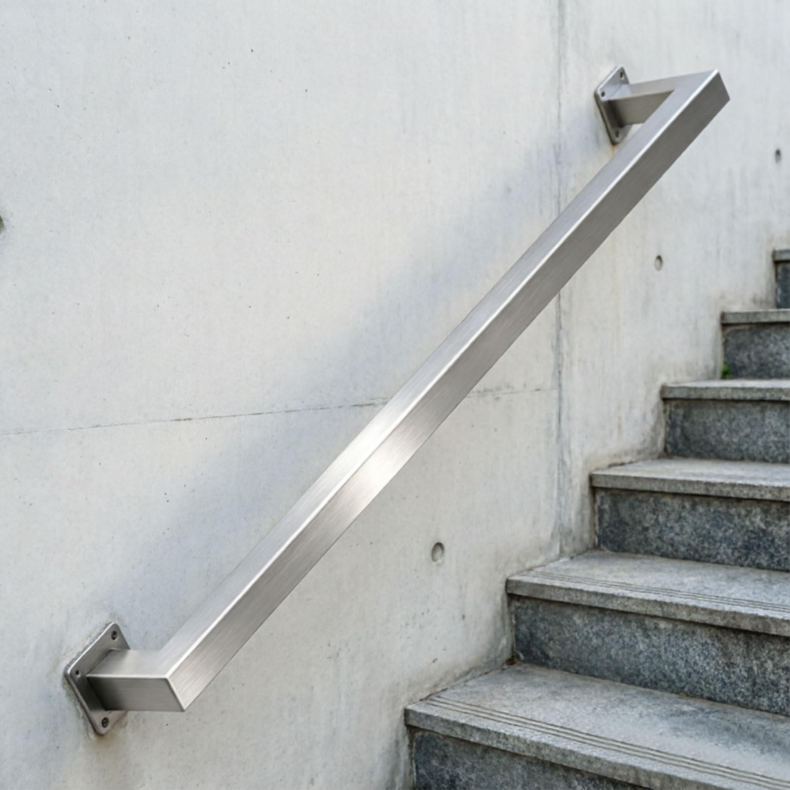 Wall Handrails for Stairs｜Industrial Stairs Banister Hand Rail 3FT 5FT 6FT 7FT Stair Railings Safety Support Rod｜Stainless Steel Pipe Staircase Handrails for Indoor Outdoor(5ft/150cm)