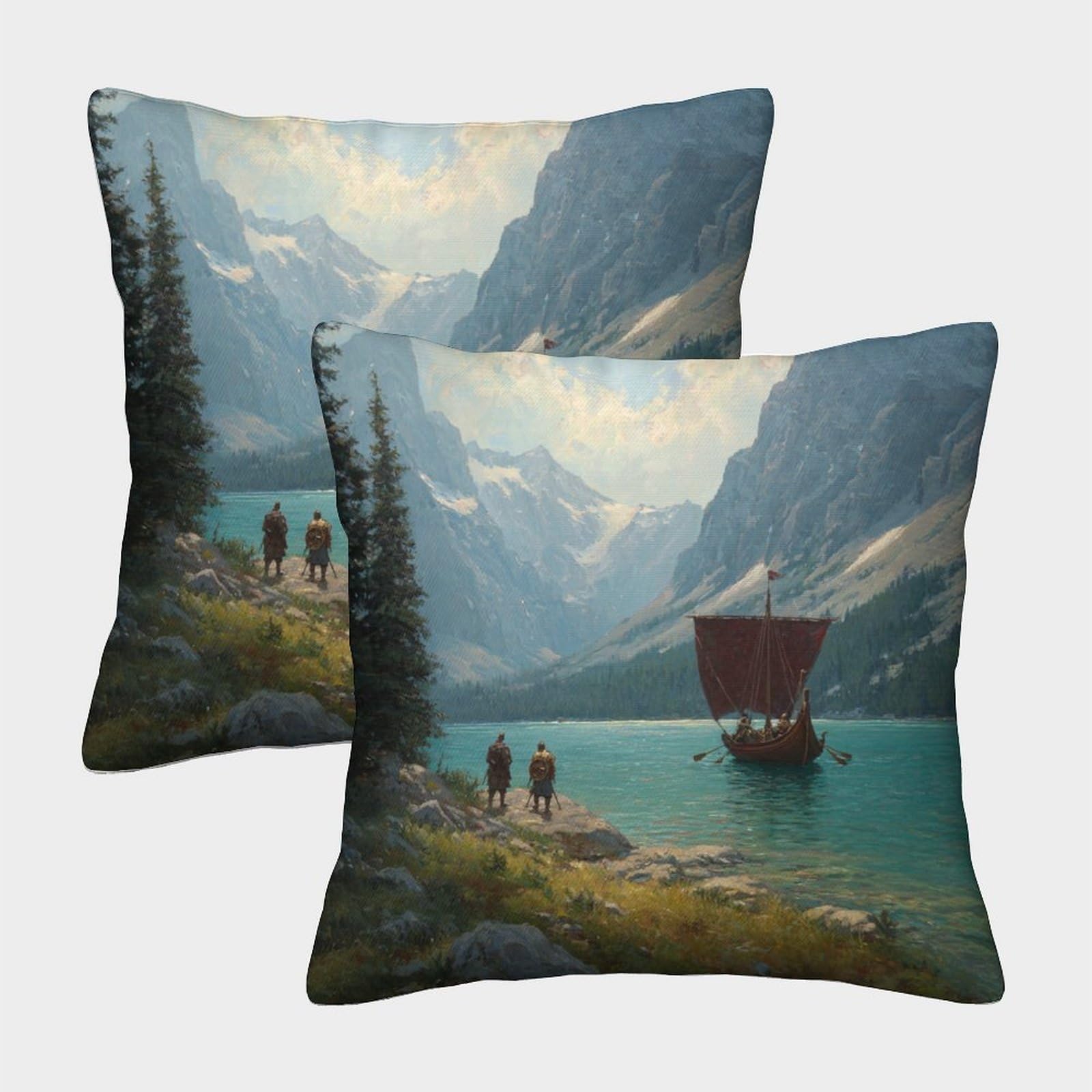 kaiyun 2 Pack 3D Vikings, Canyon Cushion 3D Soft Touch Pillowcase,sofa Chair Home Furnishings 50x50cm
