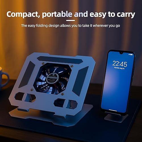 Miniatura 9 de Soporte de refrigeración para laptop con ventilador de refrigeración turbo, altura ajustable de 180 y base giratoria de 360, soporte ergonómico