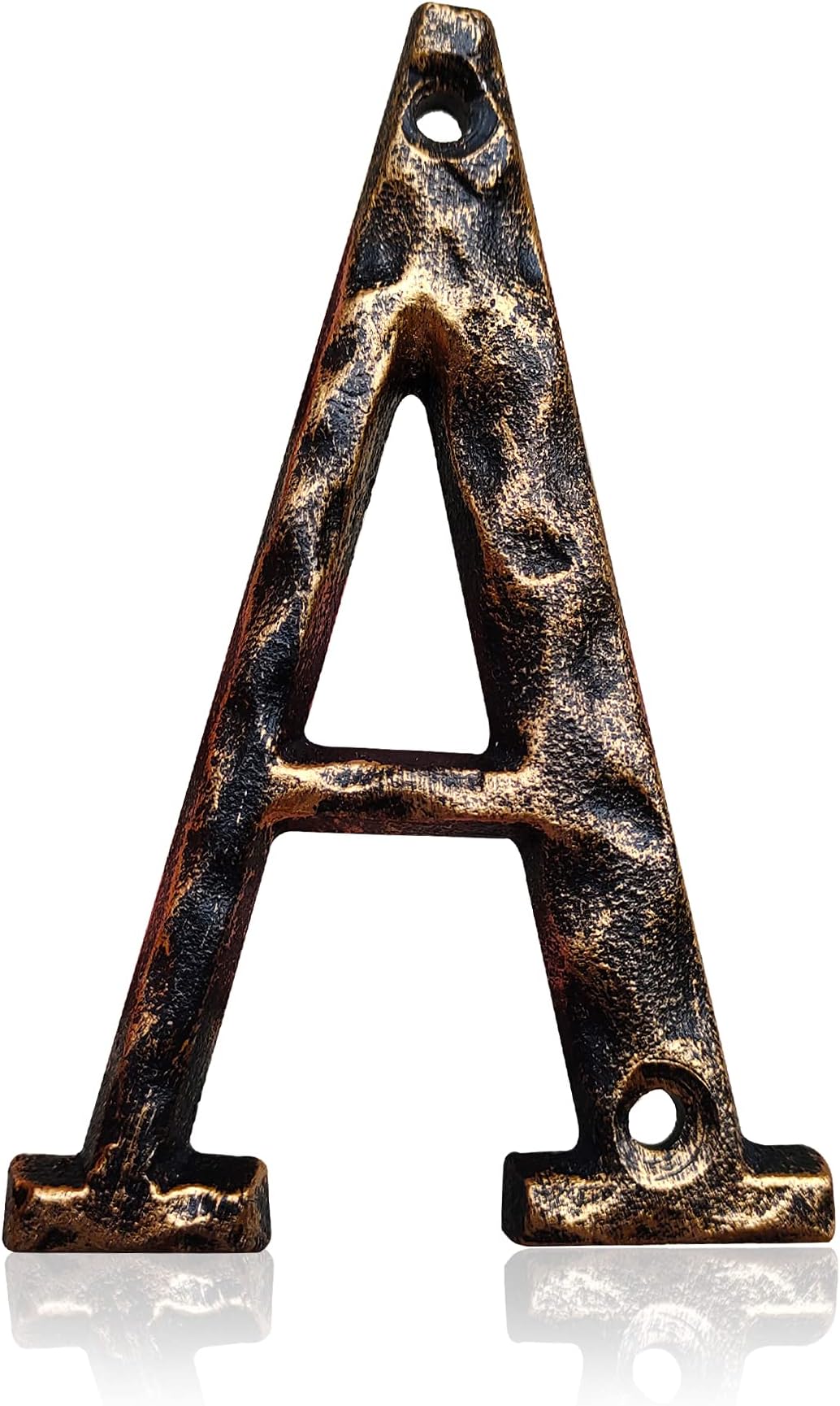 5.5 Inch House Numbers & Letters, Highly Visible Cast Iron Metal Home Address Number for Street Office Mailbox, Antique Brass (Letter A)