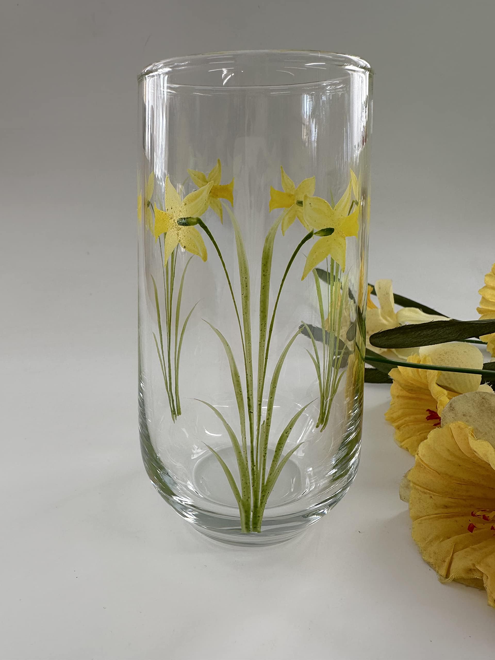 Hand Painted Posy Vase Daffodil Design