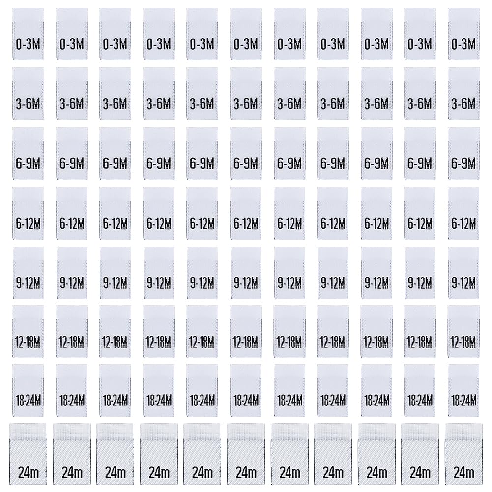 BENECREAT 400PCS White Polyester Sewing Size Labels, 35~40x10~12mm/1.38~1.57x0.39~0.47inch Garment Size Tags, Garment Labels for Clothing Sewing Projects DIY Fabric Crafts, 0.4mm Thickness