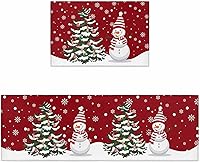Vista 24 de Alfombras de cocina de Navidad, absorbentes, antideslizantes, para piso, muñeco de nieve, rojo y negro, a cuadros, alfombras y tapetes pequeños