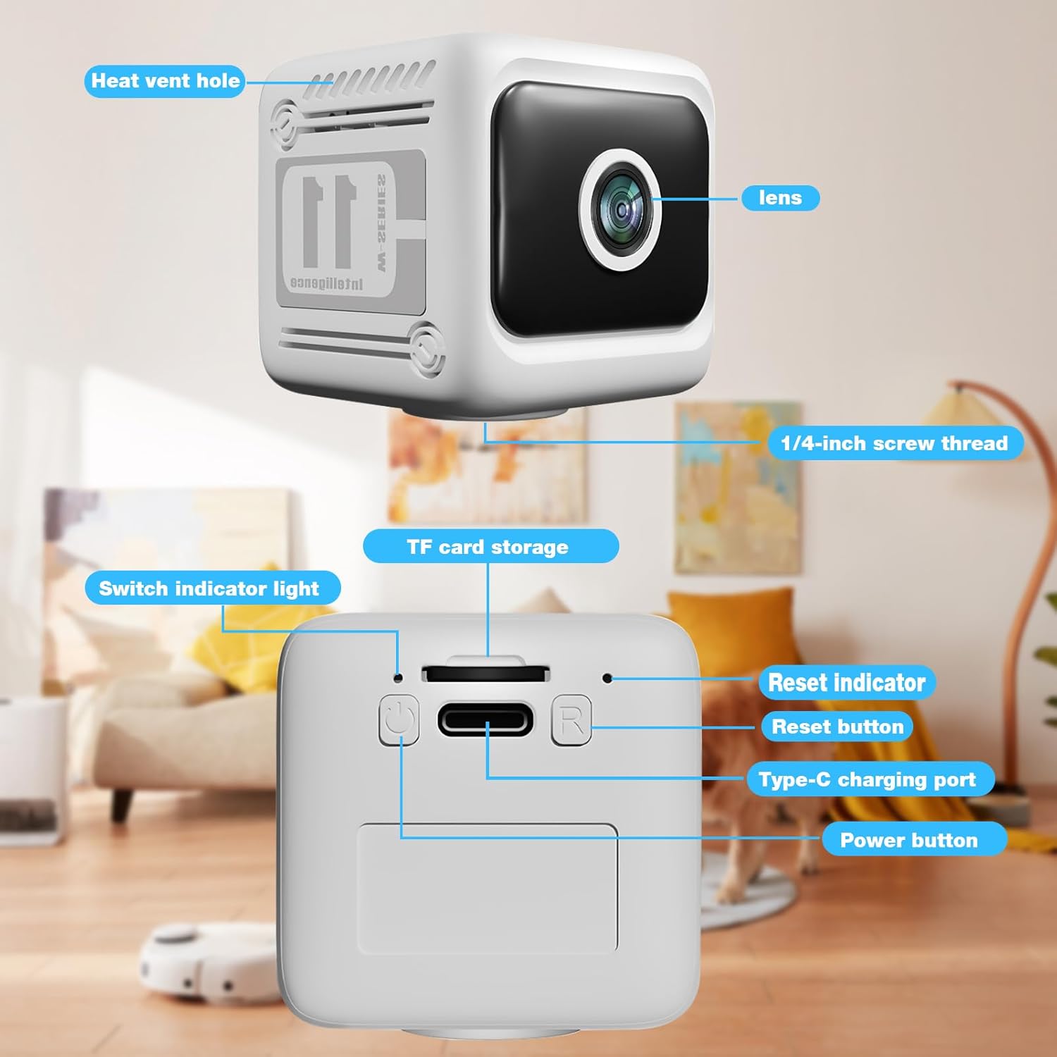 Spy Camera Hidden Camera, 4K Mini Cameras with Motion Detection, for Nanny Cam Wireless Surveillance for Indoor Home and Office White