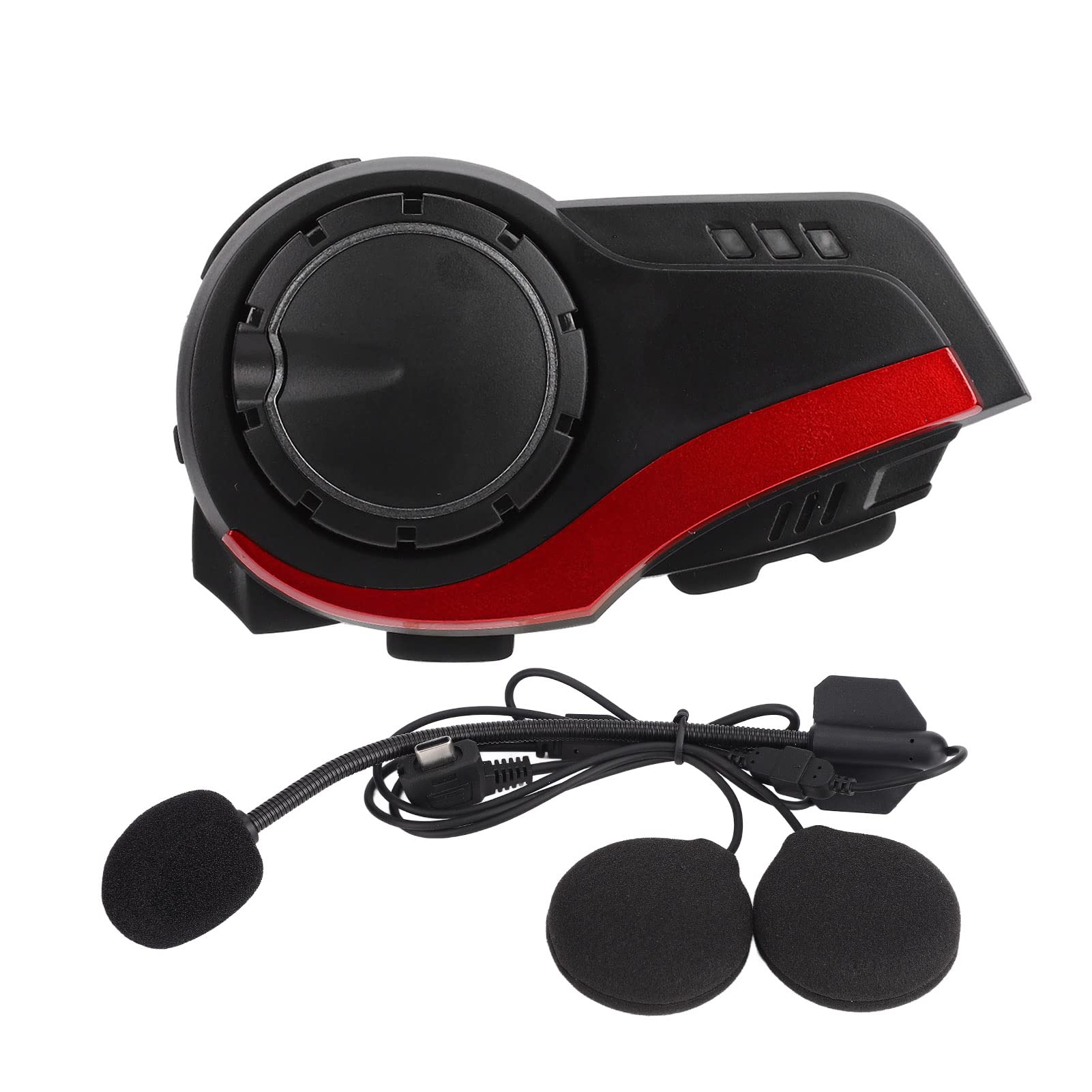 SIXRUN Casco Moto Bluetooth Auricolare, IP65 Impermeabile 900mAh (rosso)