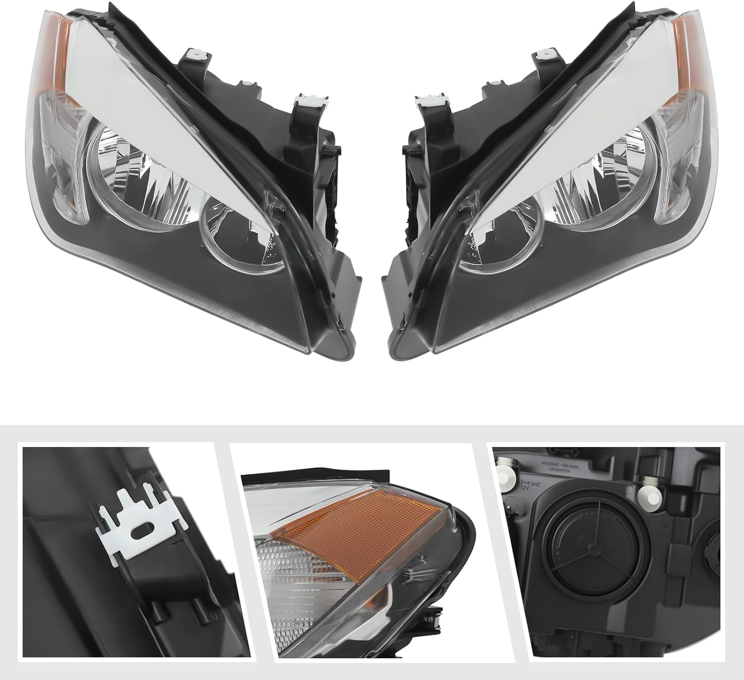 Halogen Headlight Assembly Left+Right Side for 2013-2015 BMW X1 w/Low/High Beam, Turn Signal Light, Driver/Passenger Side Direct Replacement Front Headlamps Assy(For Halogen Models Only)