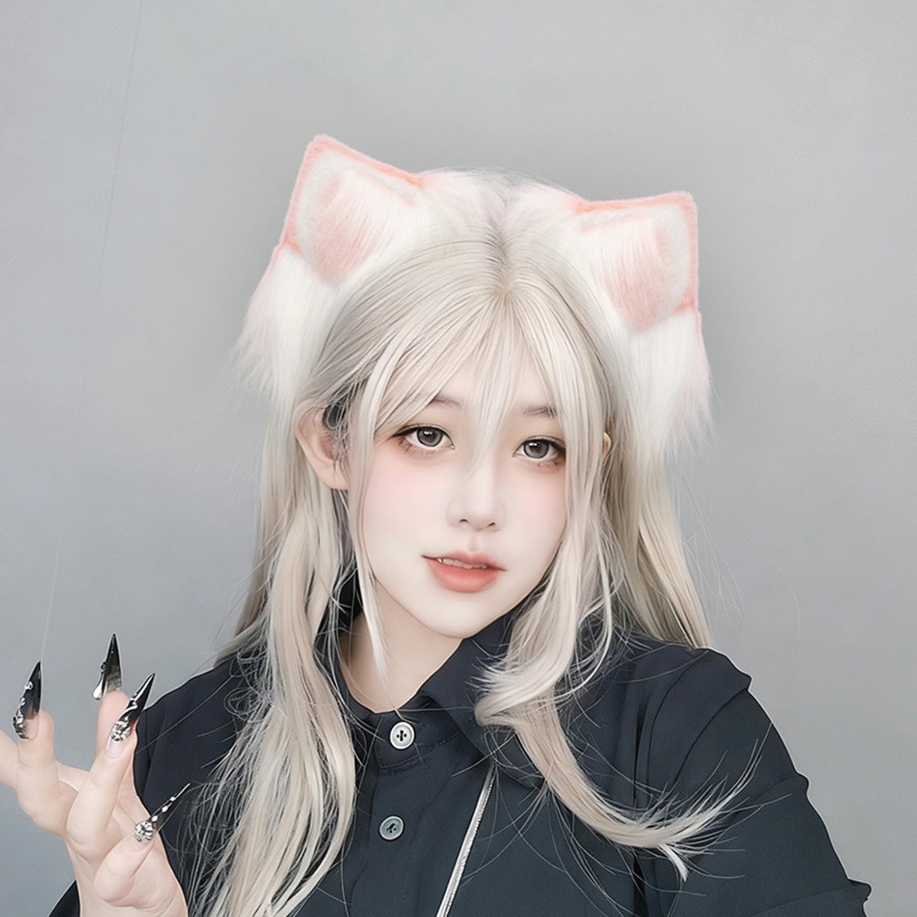 Diadema eléctrica recargable con orejas de gato para cosplay, diadema de peluche con orejas animal, tocado con orejas de personaje anime, para fiestas disfraces, juegos de rol