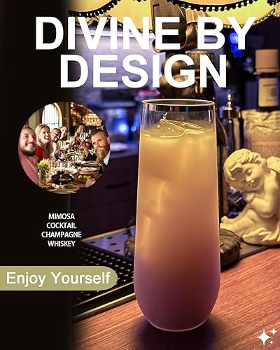 Miniatura 4 de Maaá 24 Paquete de copas de champán de plástico, 9 onzas, desechables, sin tallo, con borde dorado, copas de Mimosa para brindar, copas de cóctel de