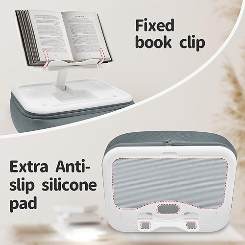 Miniatura 6 de CGBE Soporte de almohada Kindle para cama y regazo almohada de lectura ajustable con base antideslizante, soporte para iPad compatible con Kindle,
