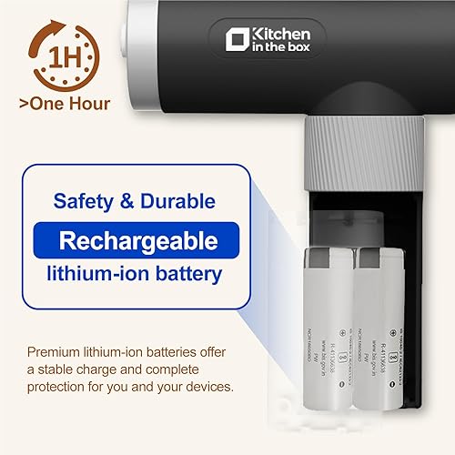 Miniatura 2 de Kitchen in the box Batidora de mano recargable inalámbrica para cocina, batidora eléctrica portátil de mano con batidores, batidores, pantalla