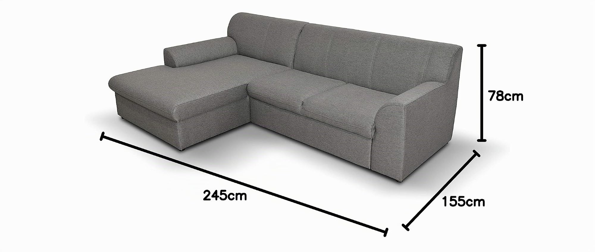 DOMO. collection Ecksofa Topper, Sofa in L-Form mit Schlaffunktion, moderne Couch, kleine Polsterecke, Schlafsofa, 245 x 155 x 78 cm (BxTxH), grau
