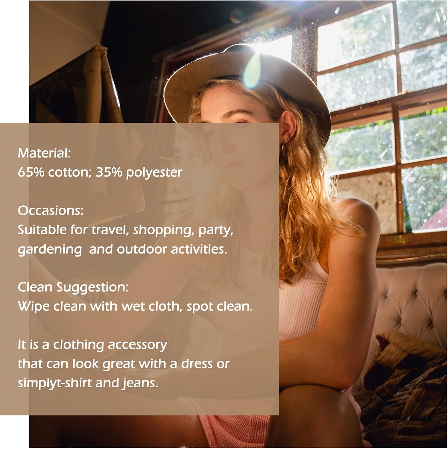 Lisianthus Women Classic Felt Fedora Wide Brim Hat with Belt Buckle - Image 6