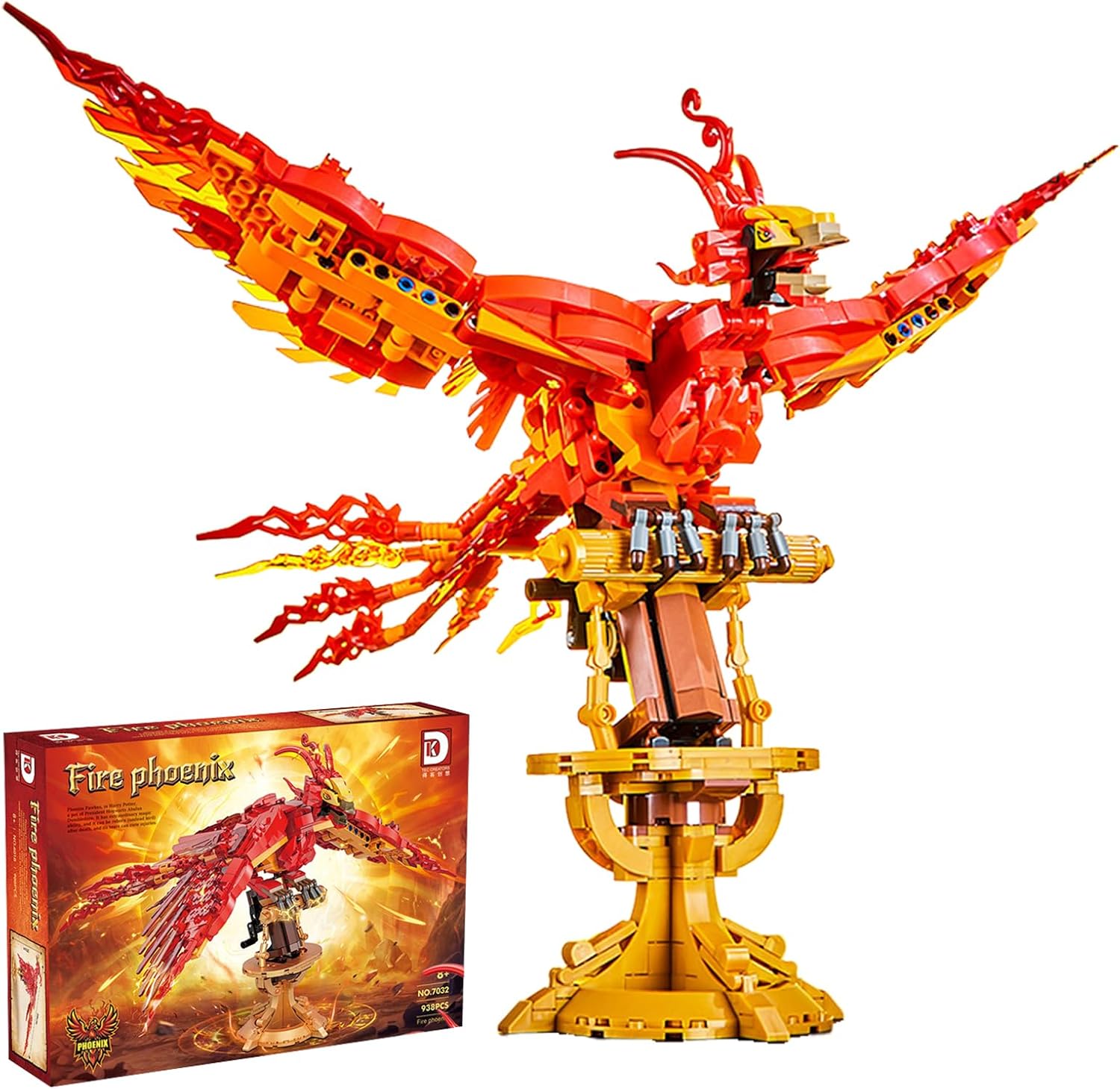 Magic Fire Phoenix Set Compatible with Lego, 938PCS Fire Phoenix Toy Collection Model for Adults, Christmas Birthday Gift for Kids Boys Girls