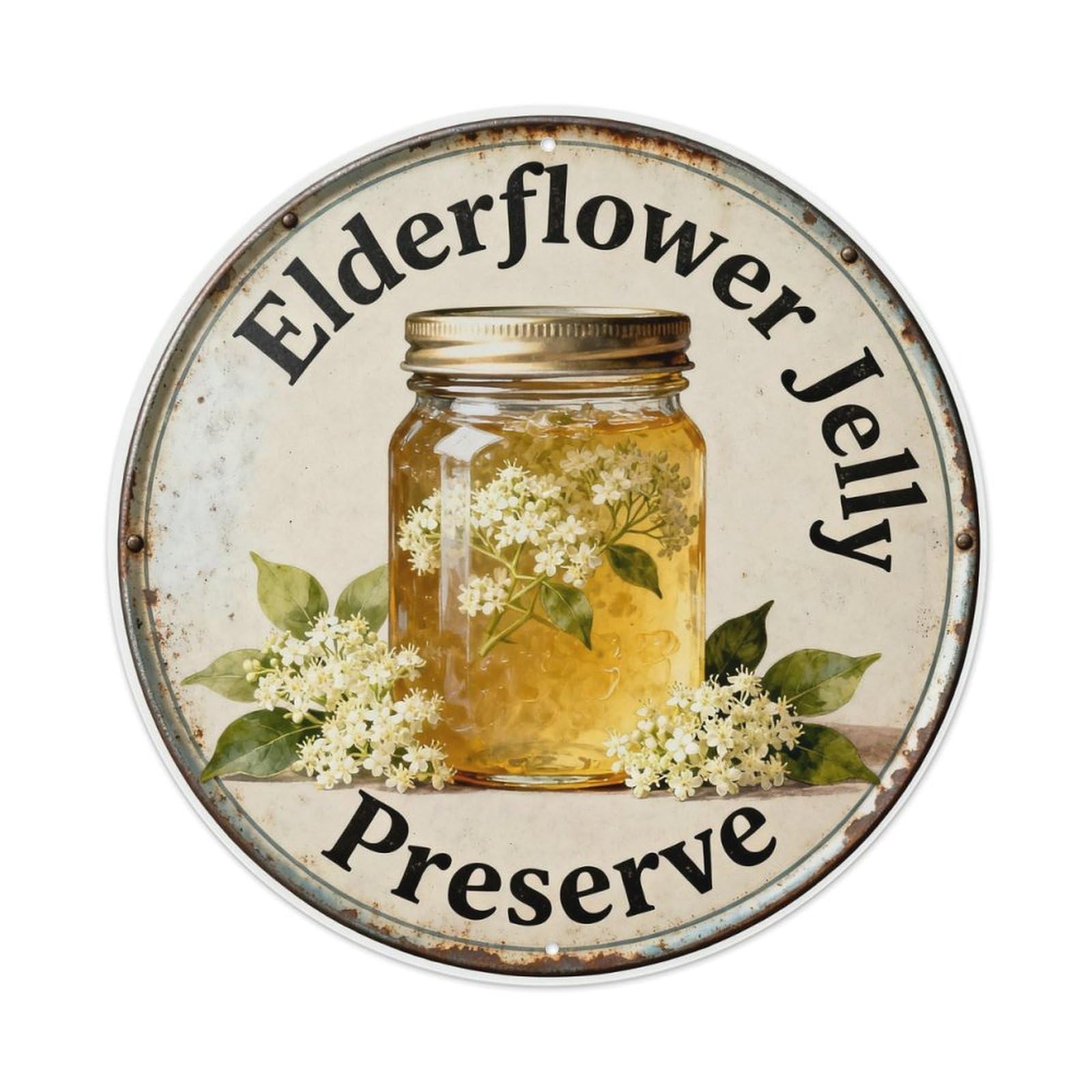 Elderflower Jelly Preserve Metal Tin Sign Plaque