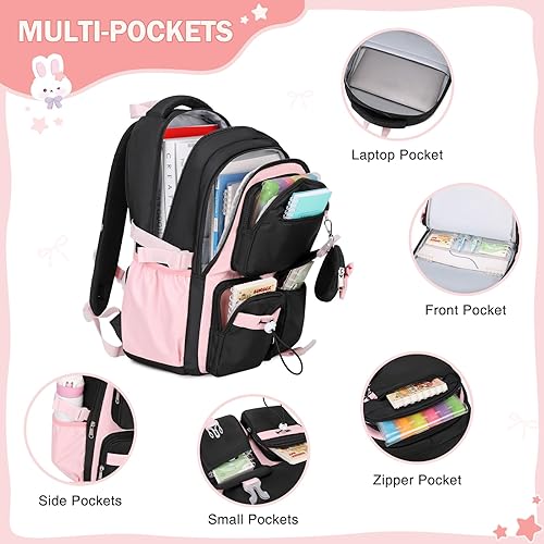 Miniatura 3 de 4 mochilas para niñas para la escuela, mochila para niñas con lonchera y estuche para lápices, mochila escolar para preescolar, primaria, primaria,
