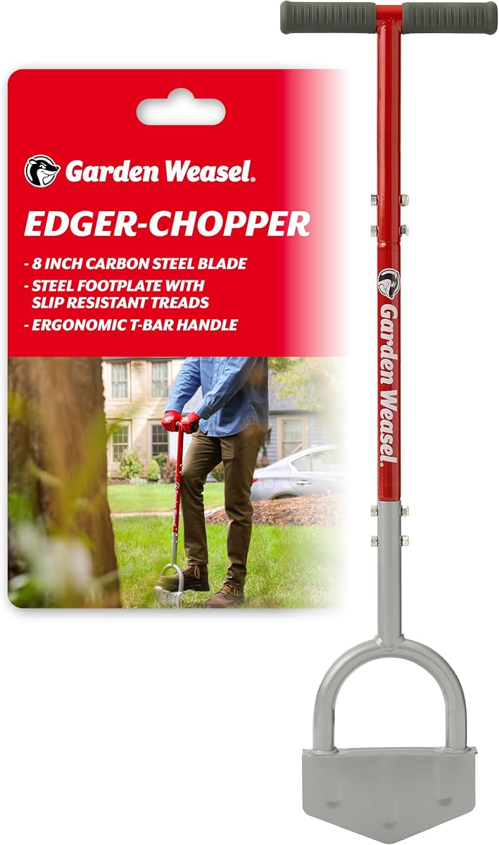 Garden Weasel Edger-Chopper Manual Lawn Edger Tool - Sod Cutter and Trenching Shovel for Clean Garden Borders - Ergonomic Handle and Carbon Steel Blade Latest Model 91714-3 | Gift for Dad