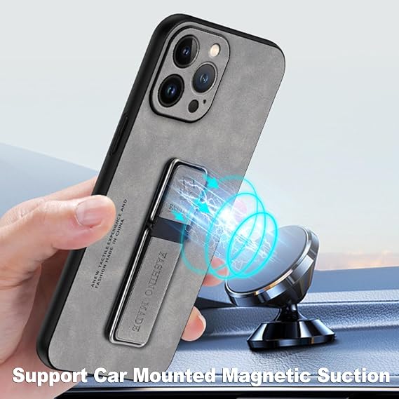 Shockproof Case for OnePlus 15, Matte Leather Camera Protection Cover Adjustable Mini Stand Slim Shell,Orange,15