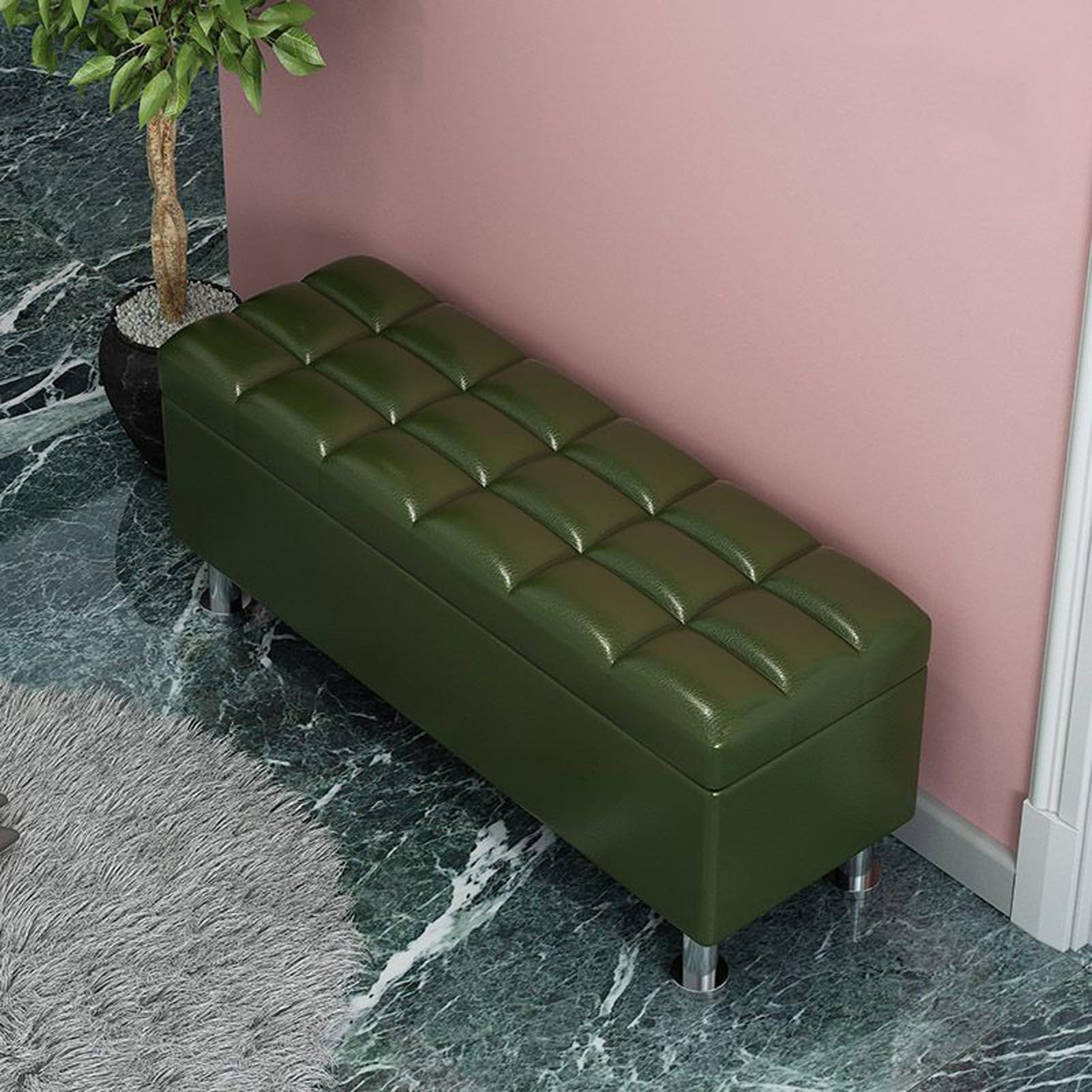 Ottoman en cuir avec siège coussin haut de gamme capitonné