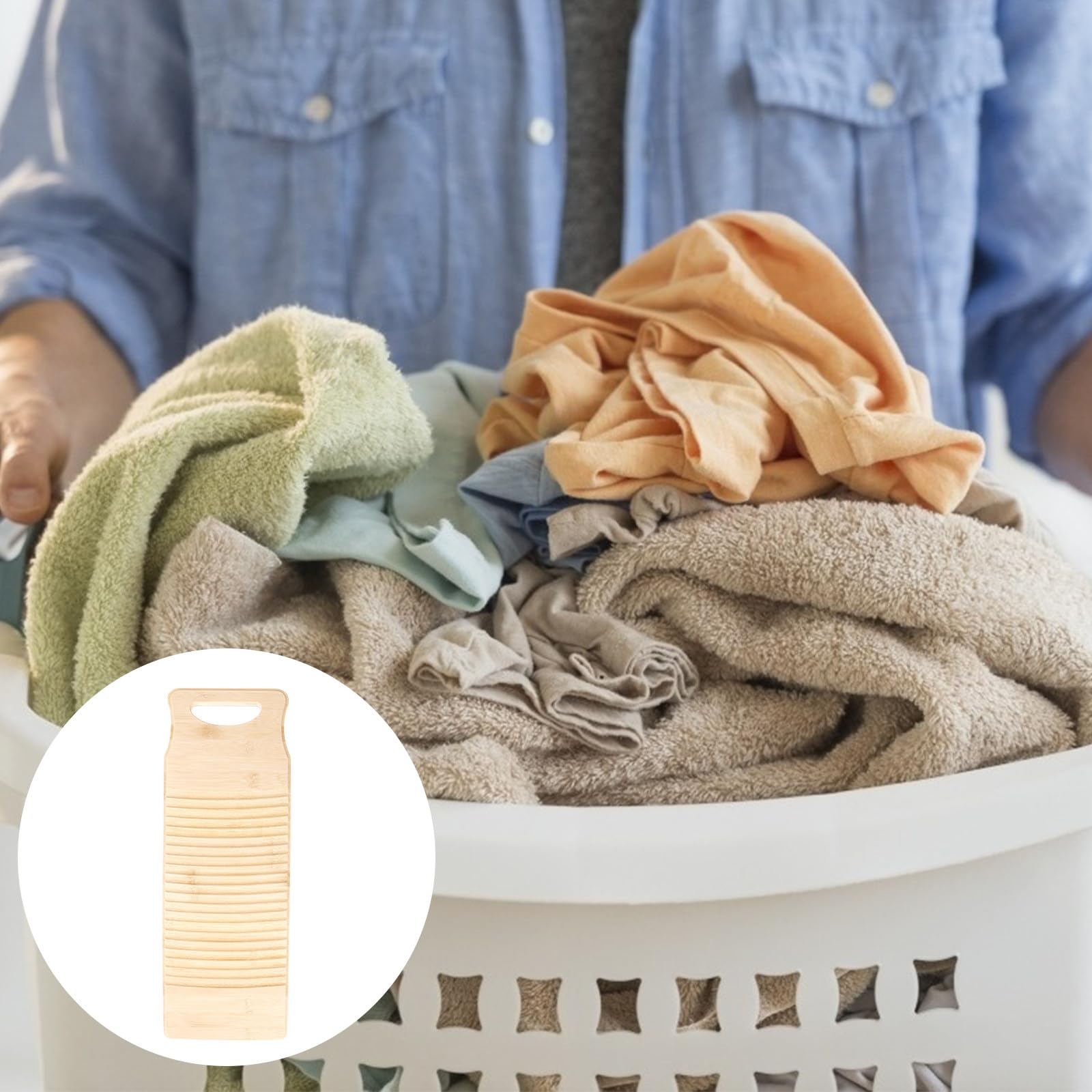 ifundom ASSE per Lavare i Panni in bambù Antiscivolo 50cm per Bucato | Asse per Lavare i Panni, Texture a , per Casa e Negozio, Lavaggio Manuale dei Capi