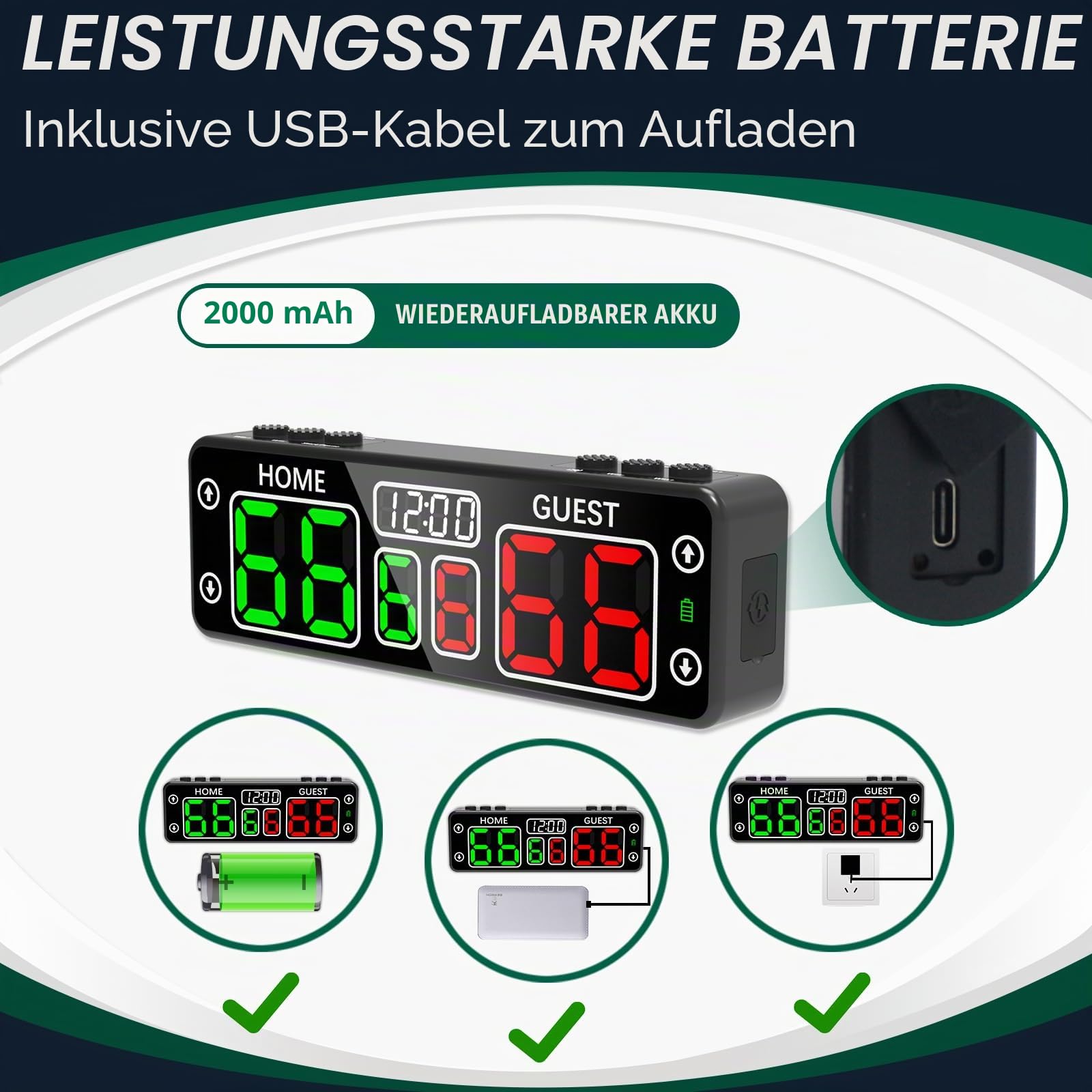 YZ Digitale Anzeigetafel mit Timer, Mini-Magnetanzeige, elektronisch, LED, tragbar, Punktezähler, Basketball, Cornhole Scoreboard, für Indoor- und Outdoor-Spiele