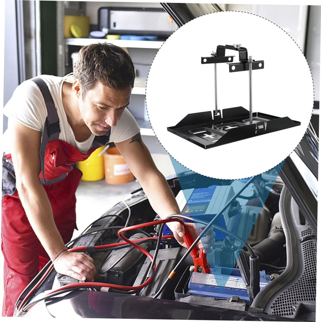 1Sets Adjustable Battery Tray Kit Battery Holder Clamps Durable Metal Brackets for Car Use Easy Installation