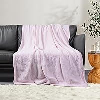 Vista 5 de Pink Knit Throw Blanket for Couch, Super Soft Fluffy Blankets Lightweight Warm Cozy Blanket Plush Fuzzy Throws Blankets for Sofa, Bed, Picnic 50”x60
