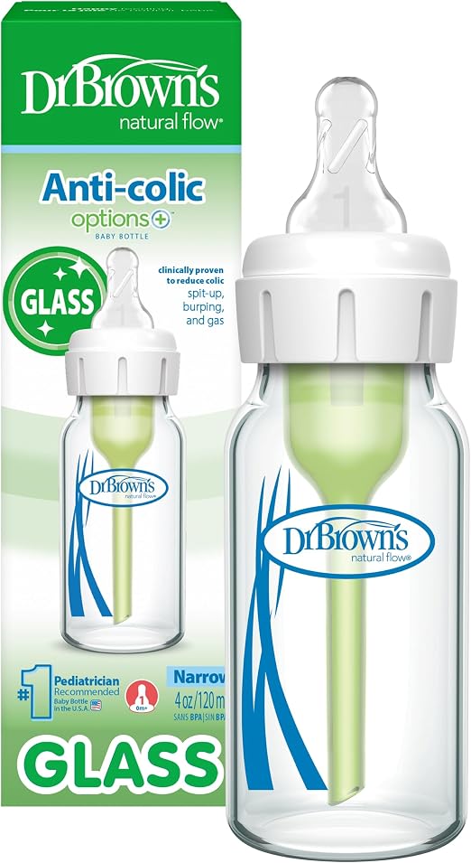 Dr. Brown's Dr. Brown's Options+ Biberon en Verre Étroit 120 ml - 0 mois+