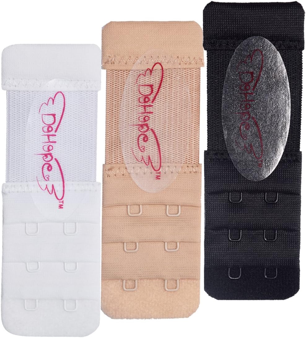 DoHopeElastic Adjustable Bra Extender 2 Hook 3 Rows Narrow Bra Band Extension