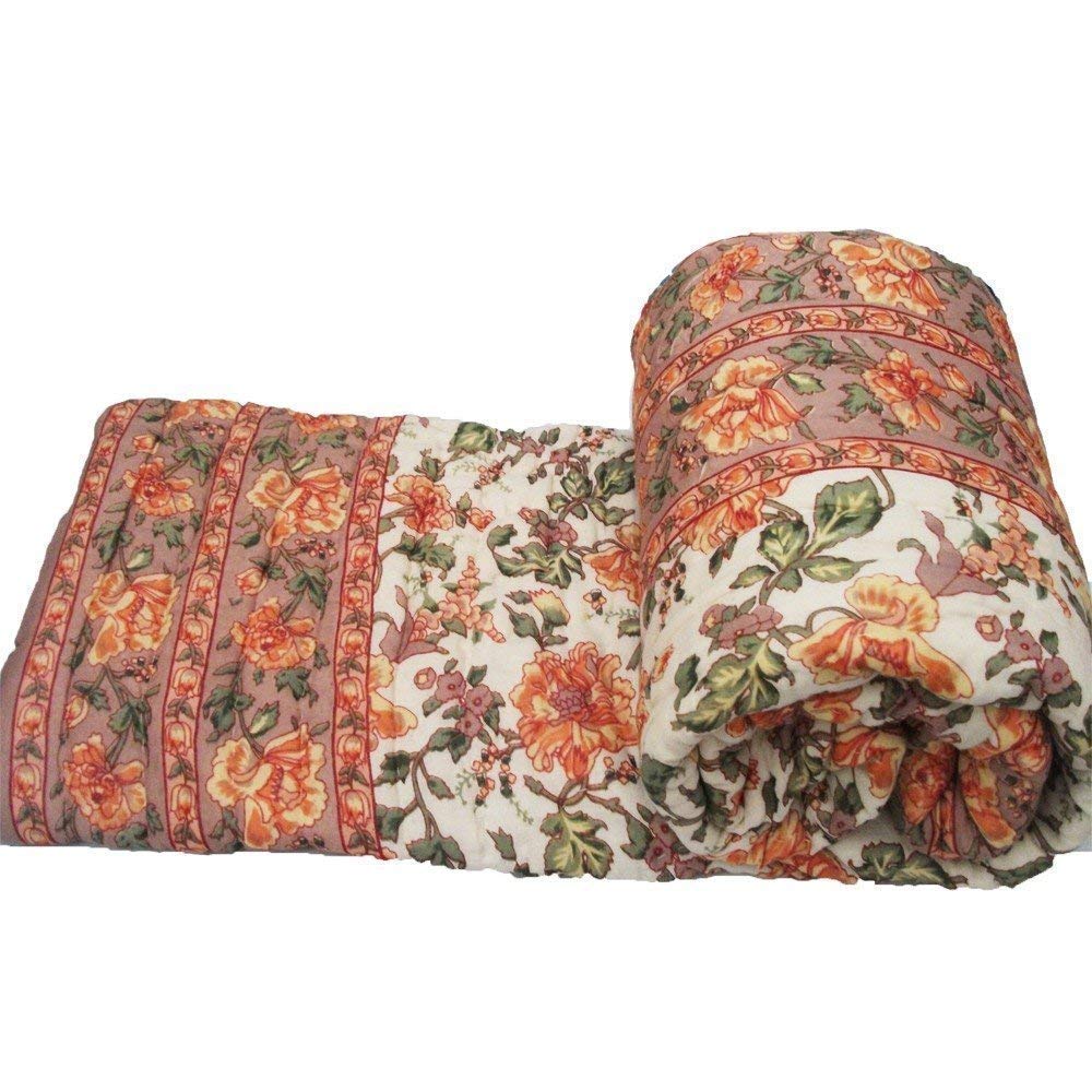 Craft 240 TC Single/Double Bed Organic Cotton Jaipuri Razai Bed Blanket Ac Quilt for Winter Soft Light Weight Rajasthani Traditional Cotton Rajai (Mugal, Double)