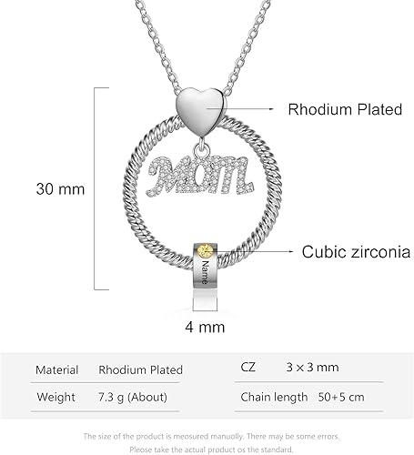 Miniatura 3 de Wendy Made Personalized Mom Necklace for Women with 1-5 Names for Mom Gifts Custom Mama Gifts Mother Daughter Necklace with Birthstone for Women