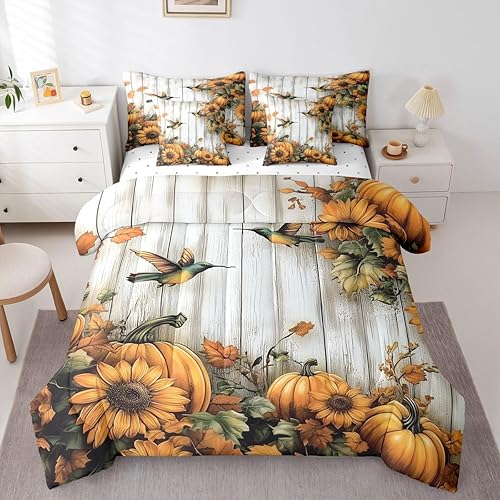 Miniatura 35 de Feelyou Juego de edredón de flores con sábanas, tamaño individual, cama de flores groovy en una bolsa, diseño de flores hippie de los años 70, juego